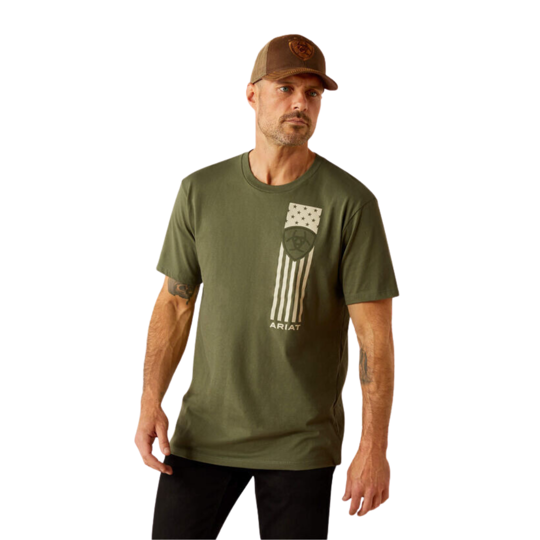 Ariat Men's Patriot Stripe Surplus Green Tee Shirt