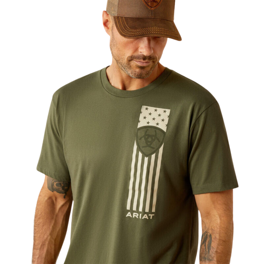 Ariat Men's Patriot Stripe Surplus Green Tee Shirt