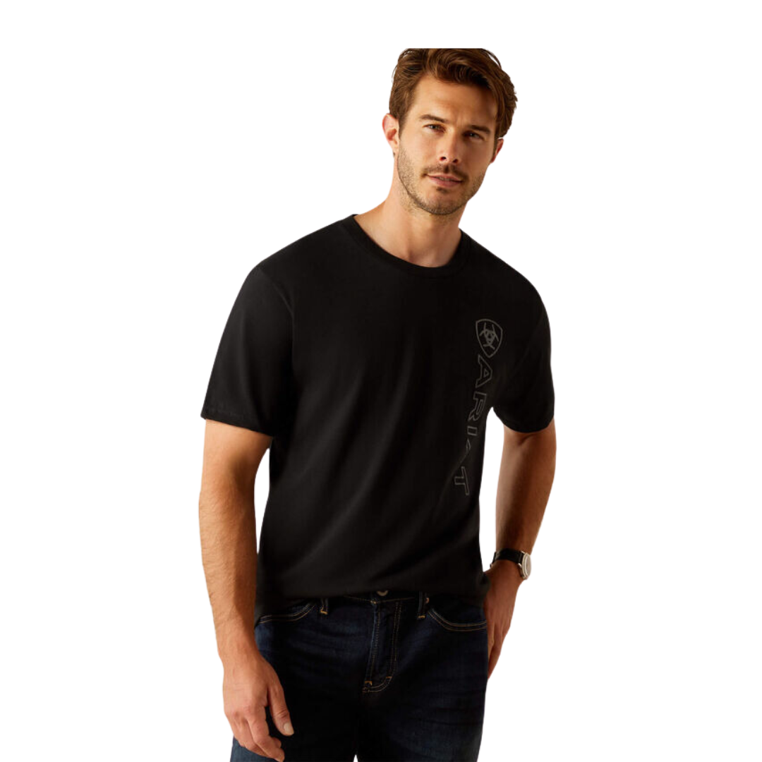 Ariat Men's Vertical Logo Black Ebony Tee Shirt