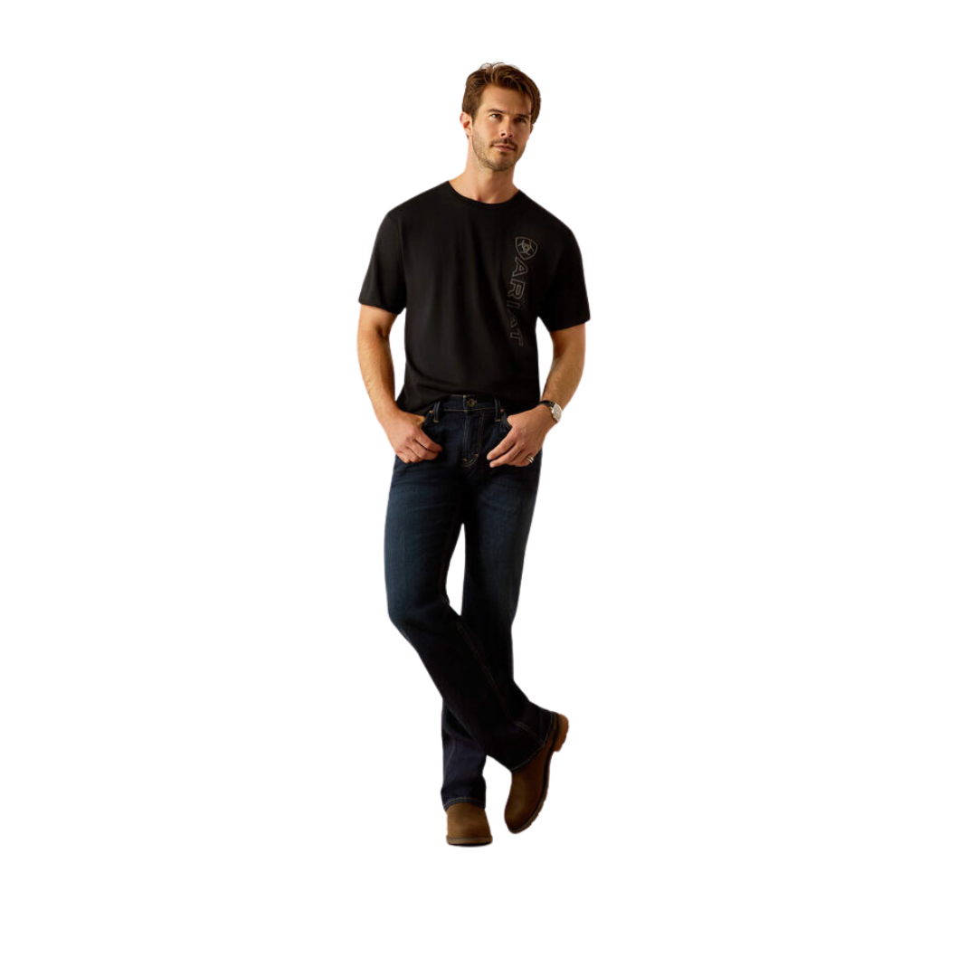 Ariat Men's Vertical Logo Black Ebony Tee Shirt