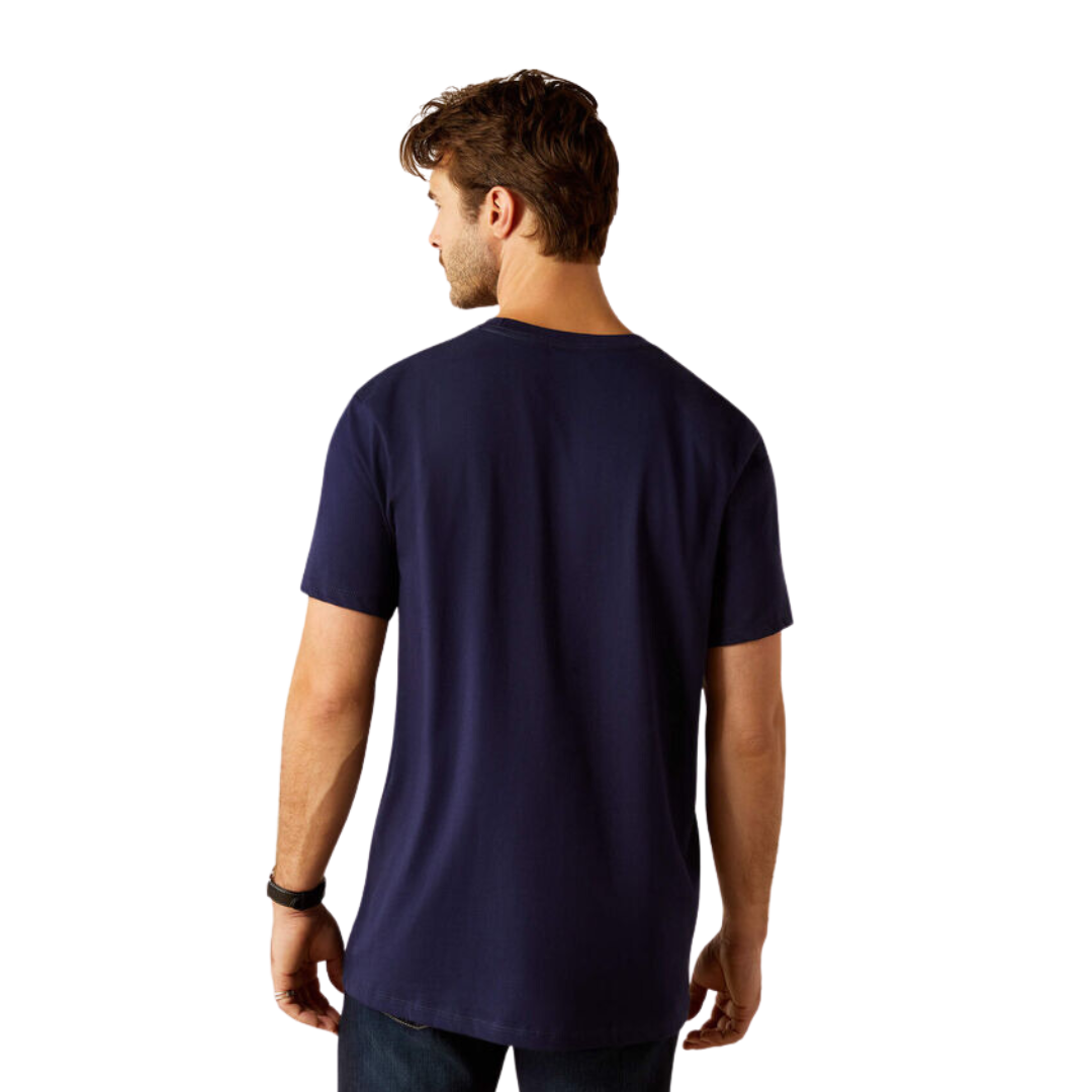 Ariat Men's Vertical Logo Classic Blue Tee Shirt