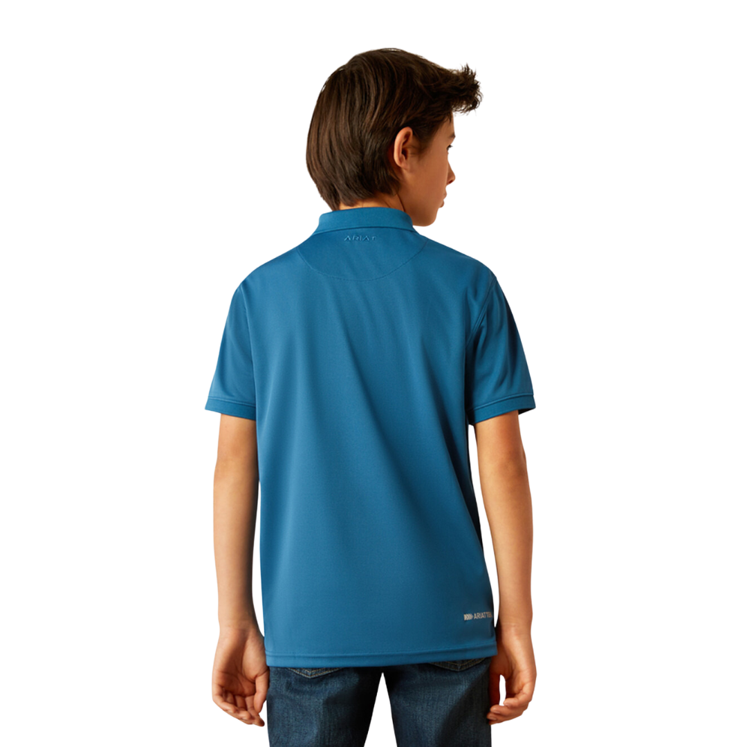 Ariat Youth Boy's Tek Sapphire Polo Blue Shirt