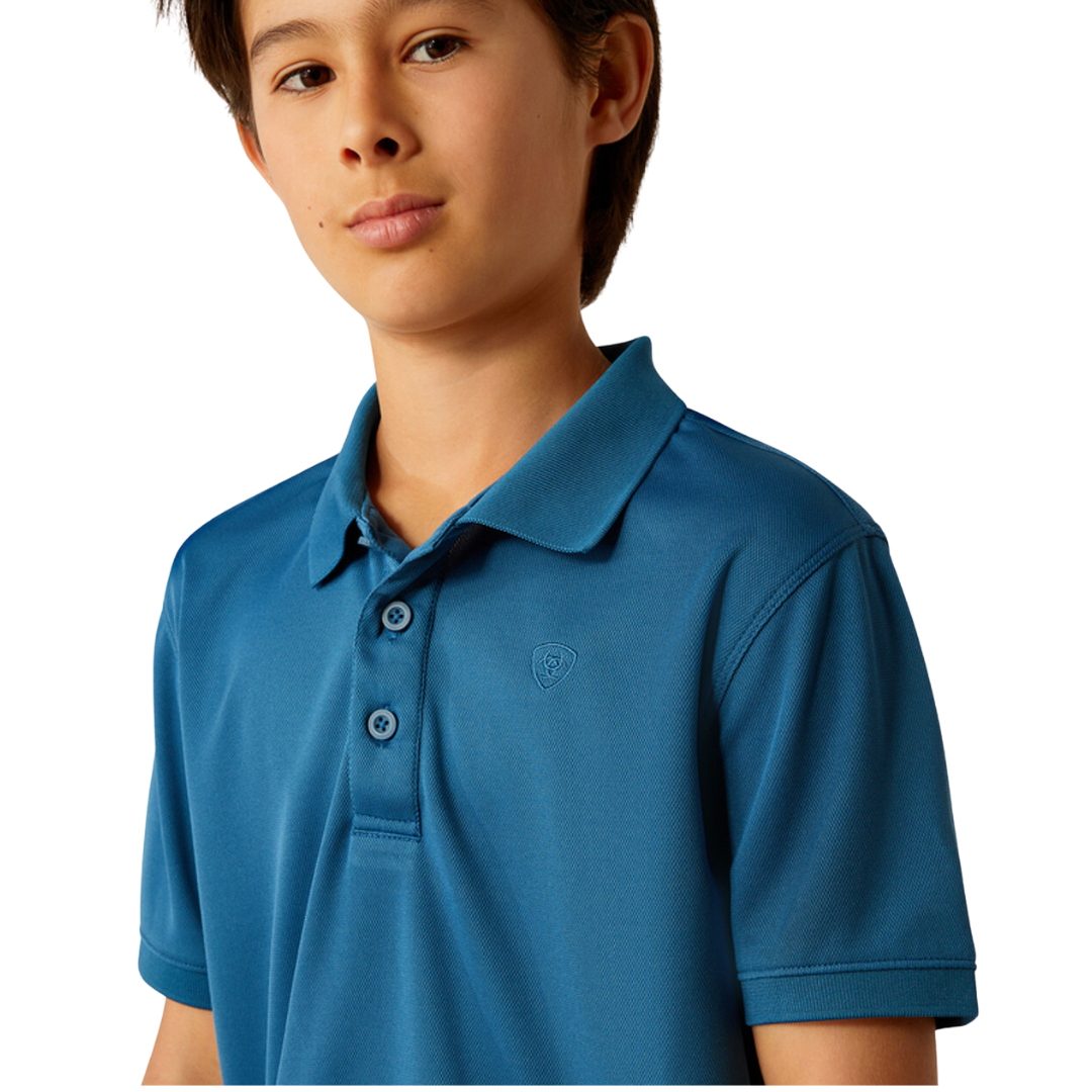 Ariat Youth Boy's Tek Sapphire Polo Blue Shirt