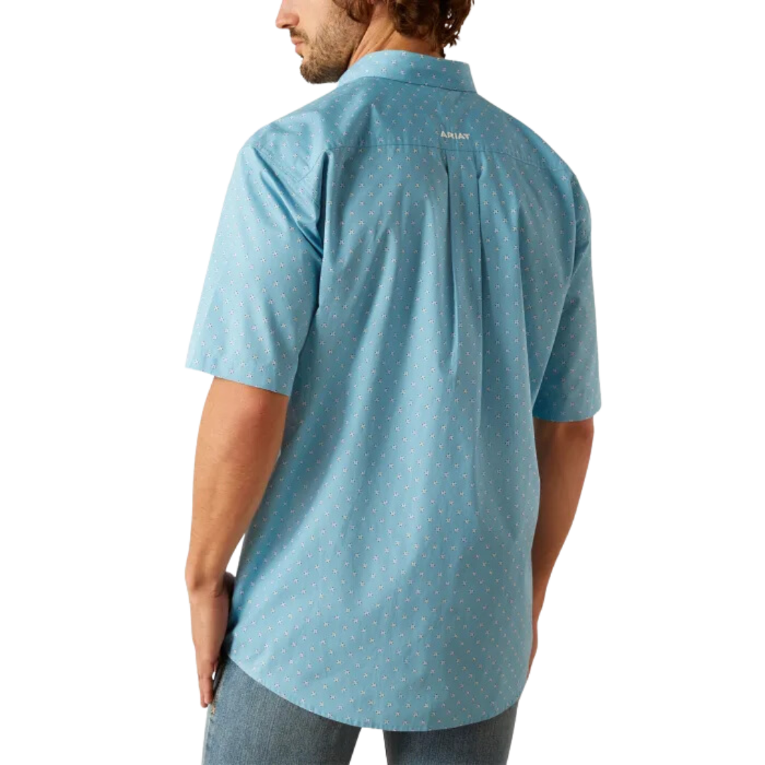 Ariat Men's Geo Print Guy Light Turquoise Shirt