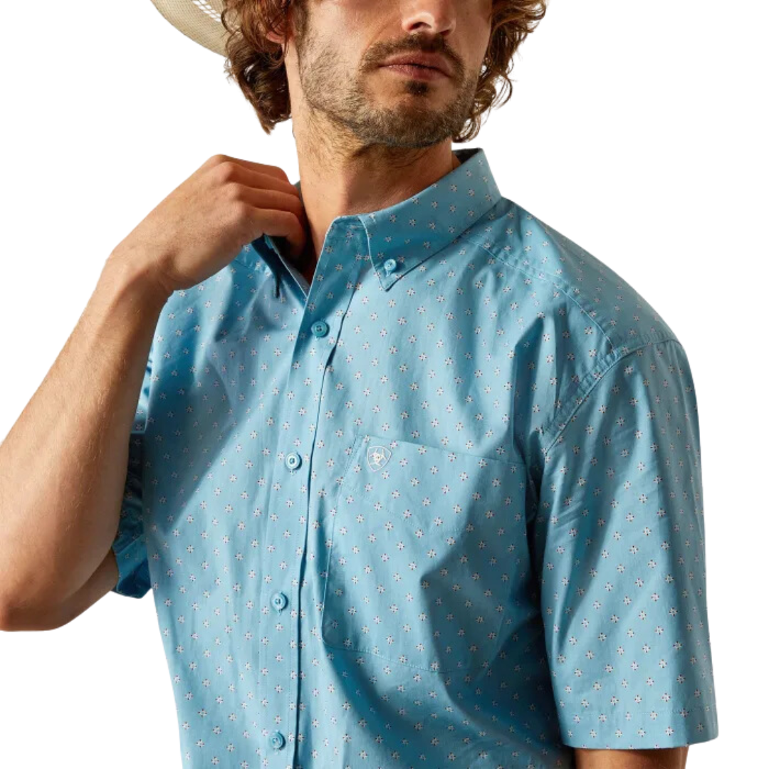 Ariat Men's Geo Print Guy Light Turquoise Shirt