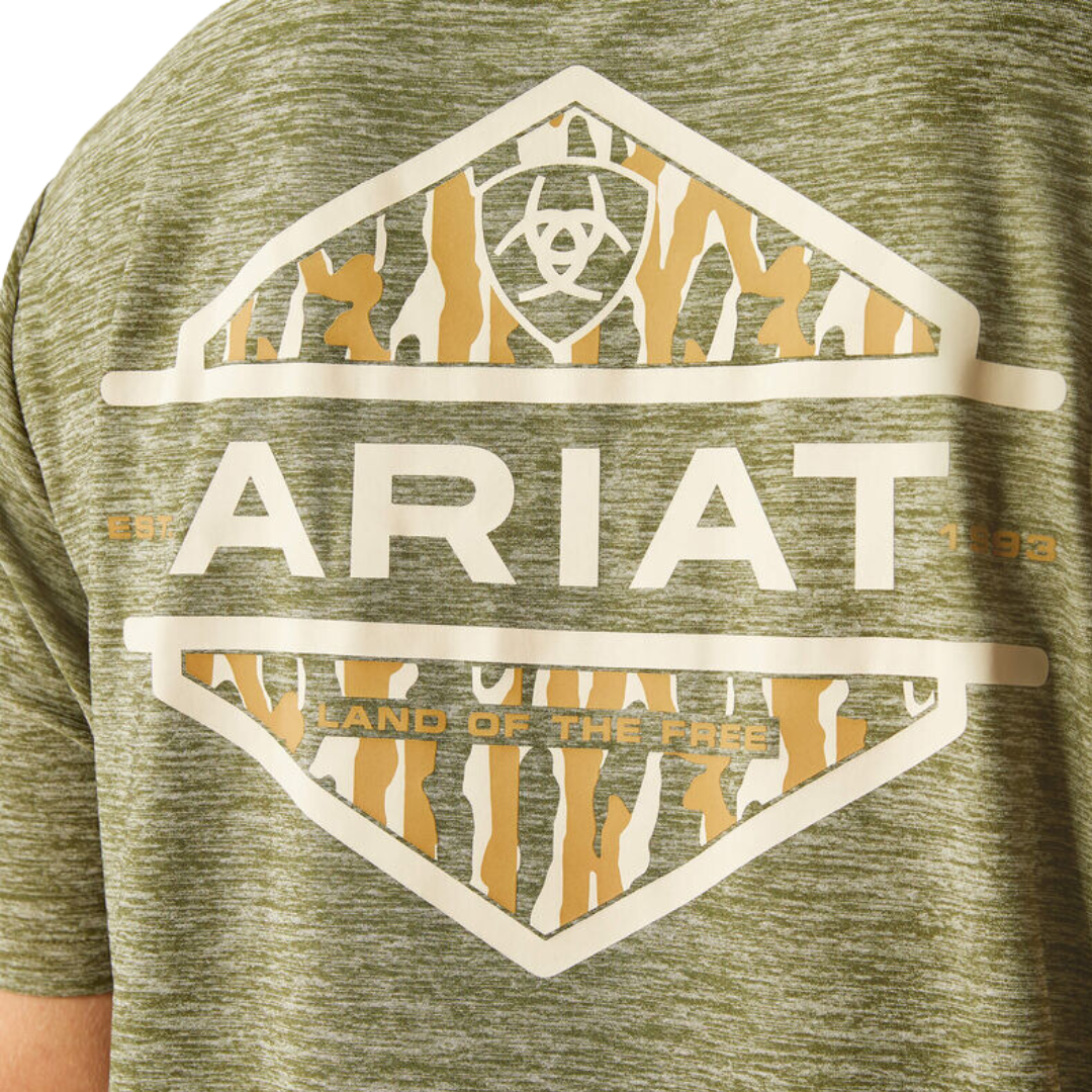 Ariat Men's Tree Bark Camo Charger Dark Olive Tee Shirt