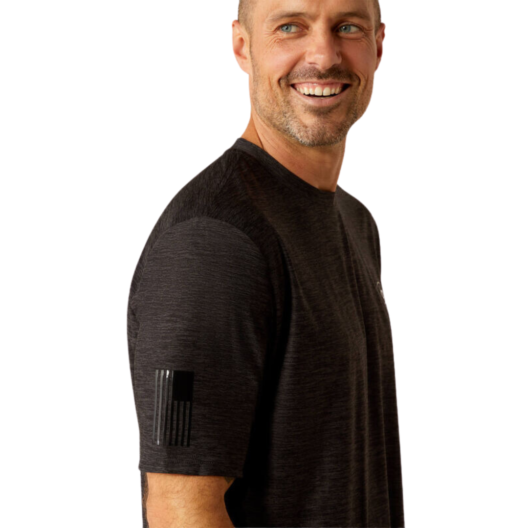 Ariat Men's Vertical Gradient Charger Black Heather Tee Shirt