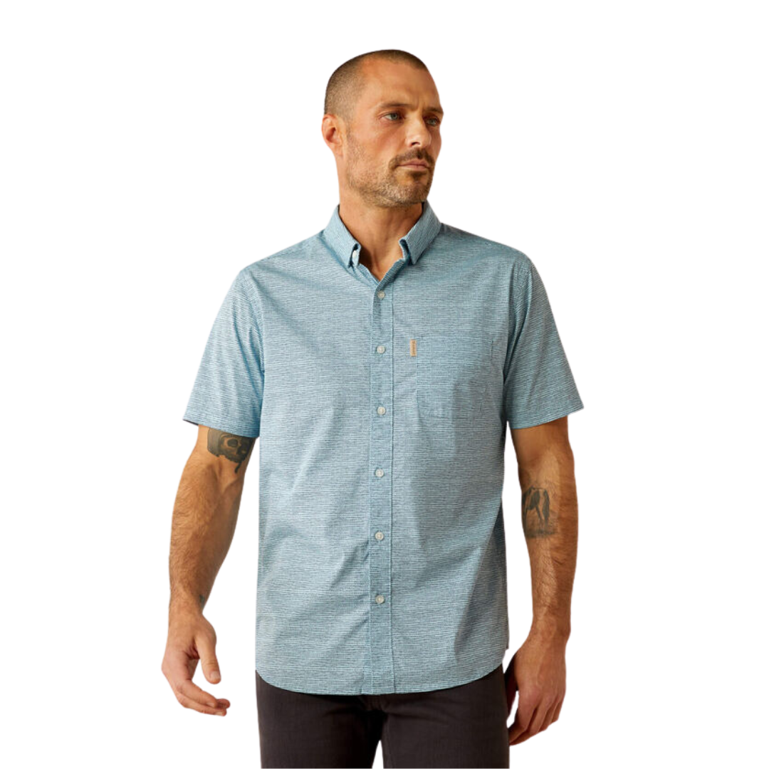 Ariat Men's Monte Modern Fit Aqua Shirt