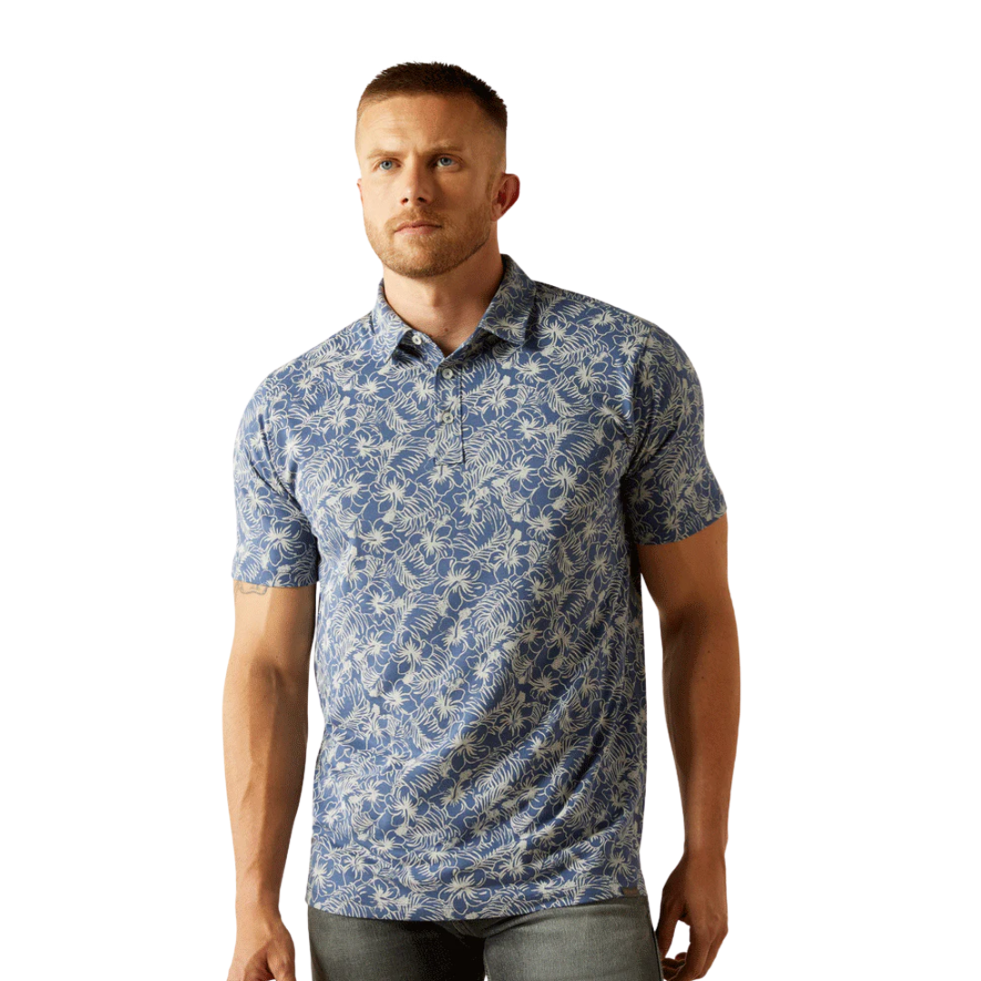 Ariat Men's Retro Polo Ridge Blue Shirt