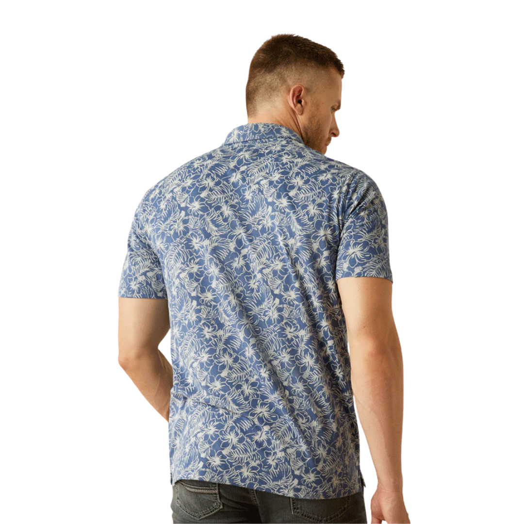 Ariat Men's Retro Polo Ridge Blue Shirt