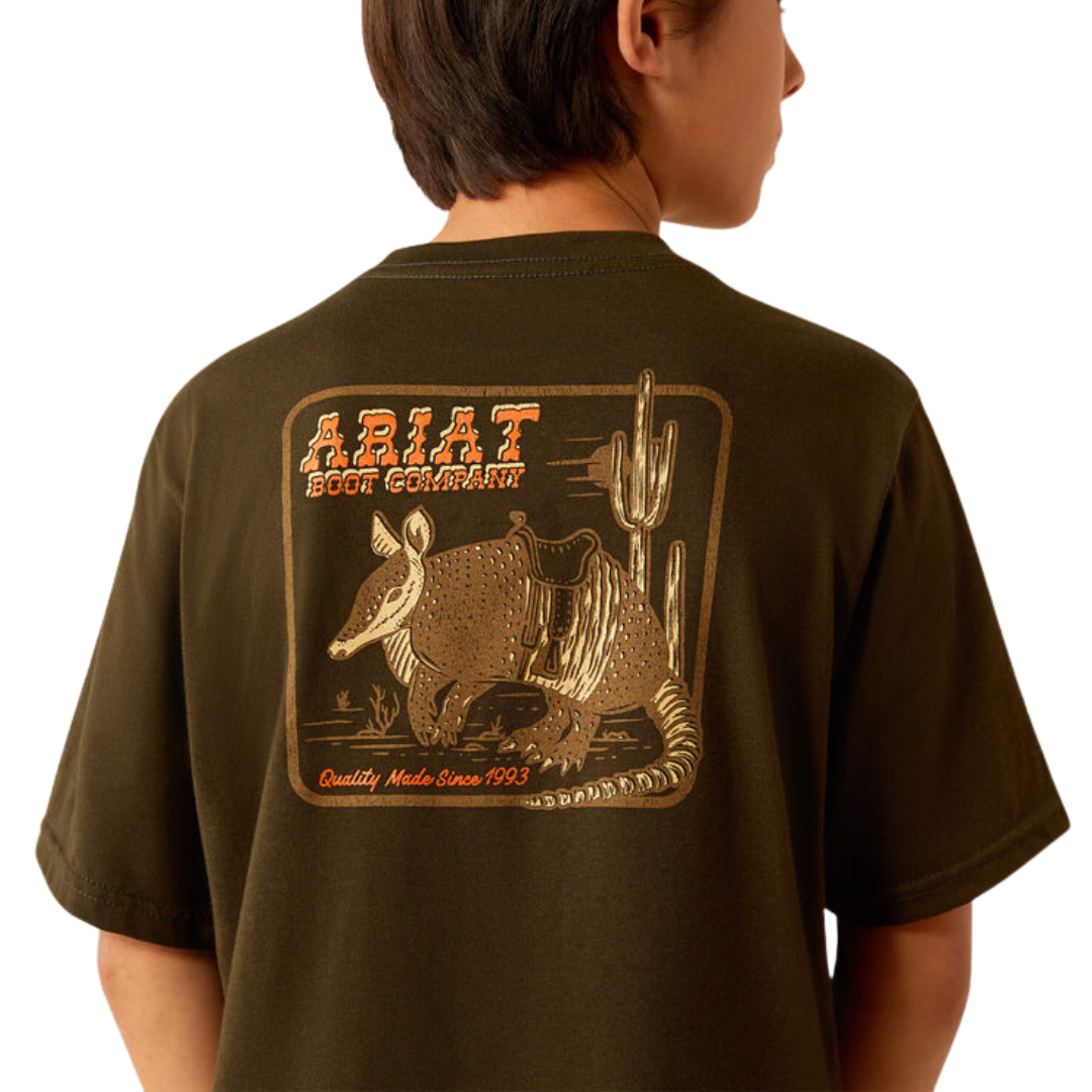 Ariat Youth Boy's Armadillo Half Shell Dark Olive Tee Shirt
