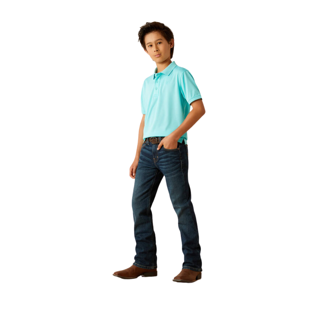 Ariat Youth Boy's Tek Polo Blue Radiance Shirt