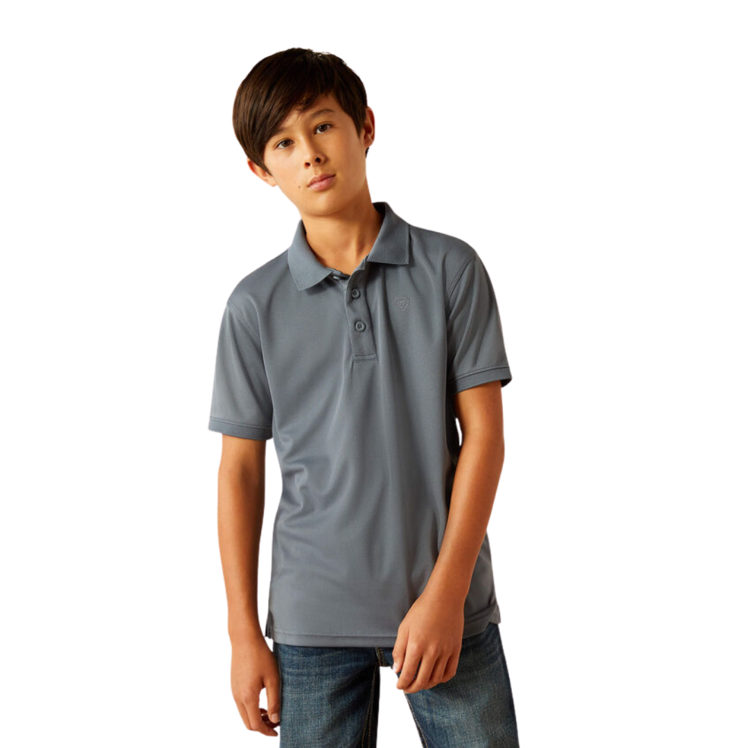 Ariat Youth Boy's Tek Polo Newsboy Blue Shirt