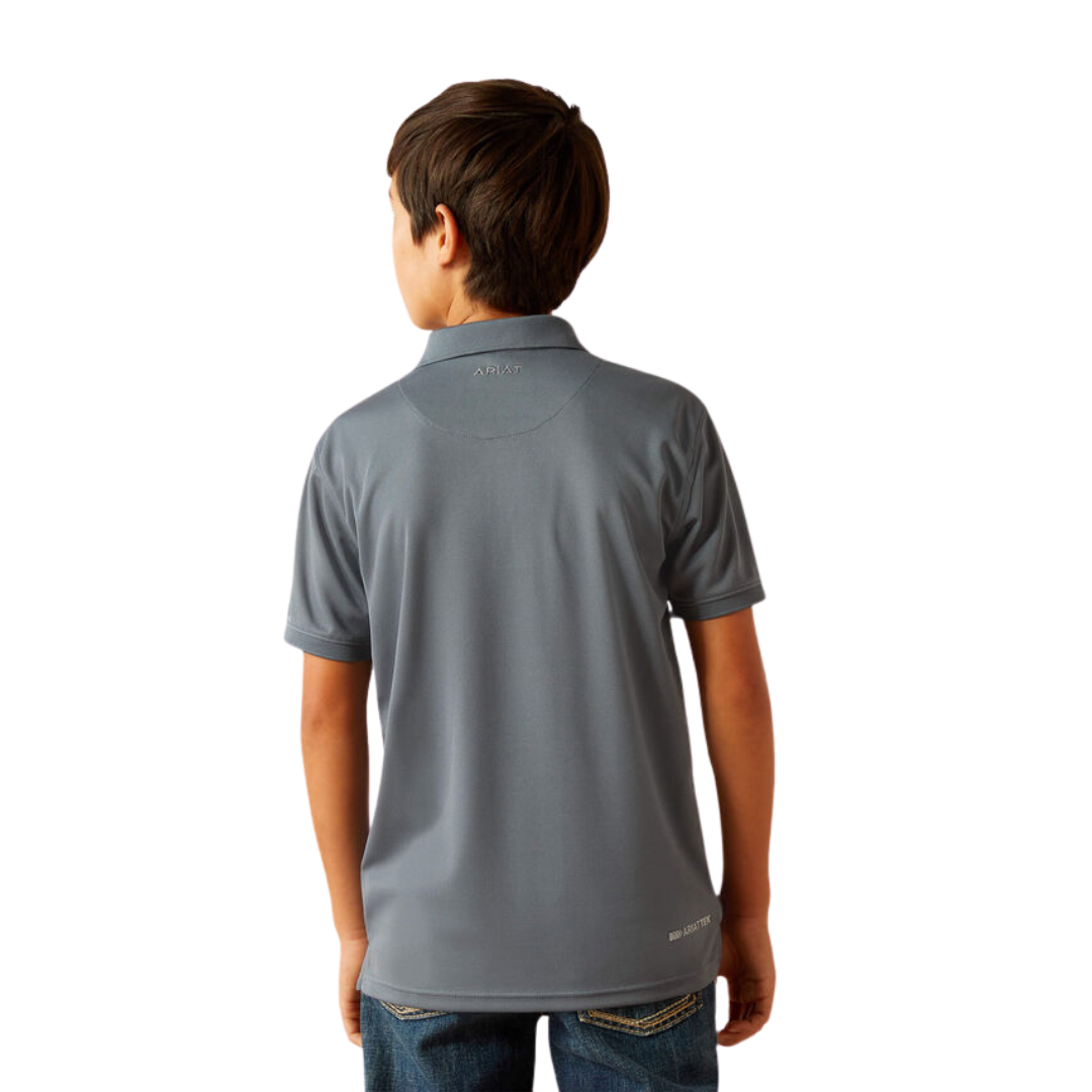 Ariat Youth Boy's Tek Polo Newsboy Blue Shirt