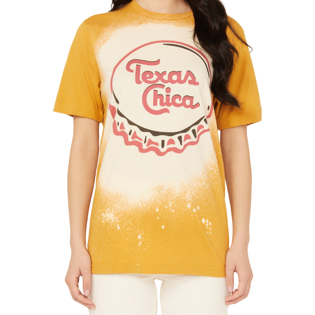 Bohemian Women's Graphic Texas Chica Mustard Yellow Tee Shirt