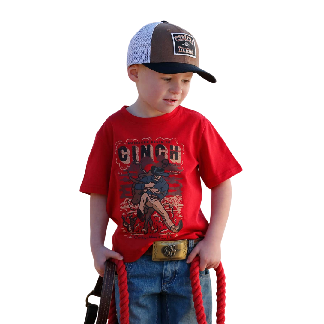 Cinch Toddler Boy's Steer Wrestling Red Tee Shirt