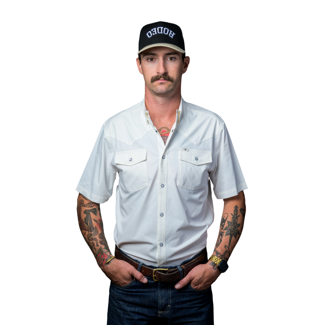 Ferrell Men's Short Sleeve Snap White Shirt