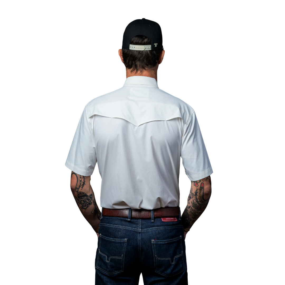 Ferrell Men's Short Sleeve Snap White Shirt