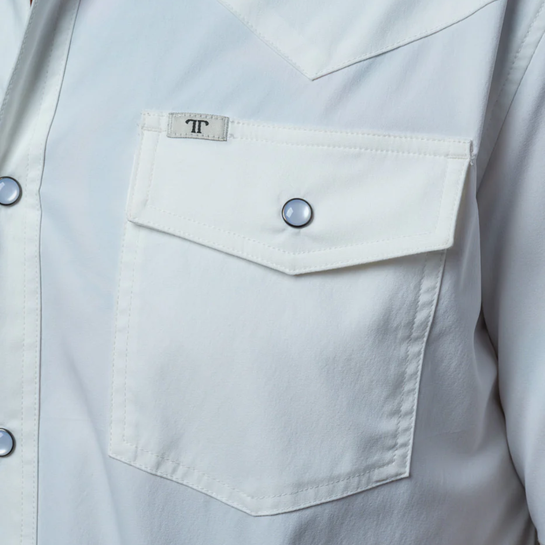 Ferrell Men's Short Sleeve Snap White Shirt