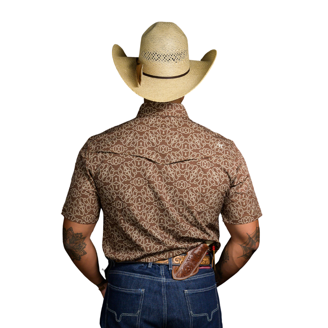 Ferrell Men's The Darrell Short Sleeve Snap Brown Shirt