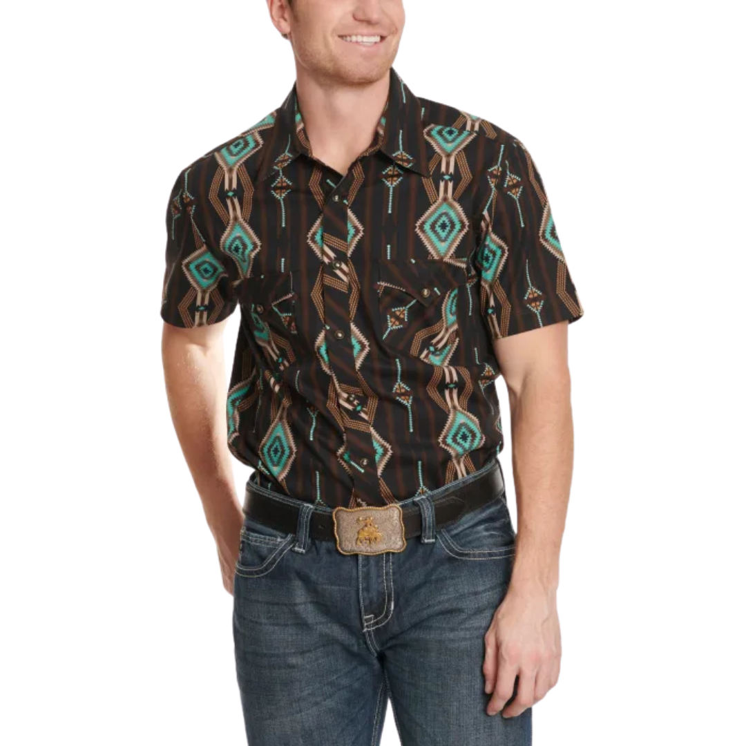 Panhandle Slim Men's Shades Coffee Aztec Print Multicolor Shirt