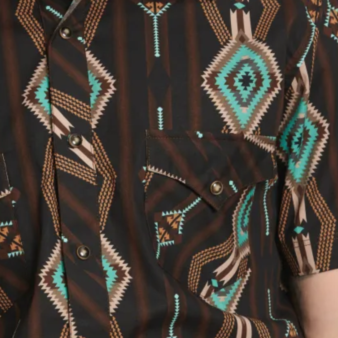 Panhandle Slim Men's Shades Coffee Aztec Print Multicolor Shirt