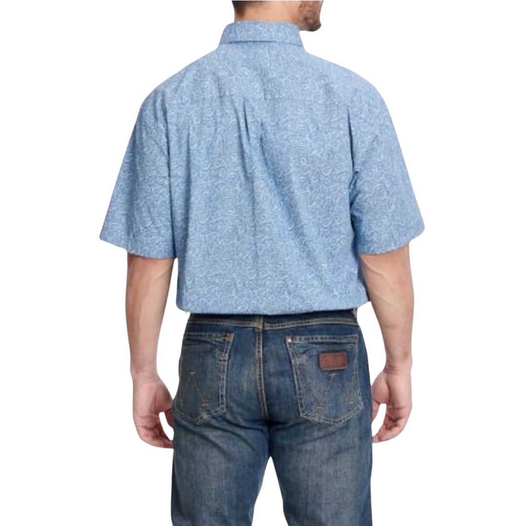 Wrangler Men's George Strait Stone Paisley Blue Shirt - Big & Tall