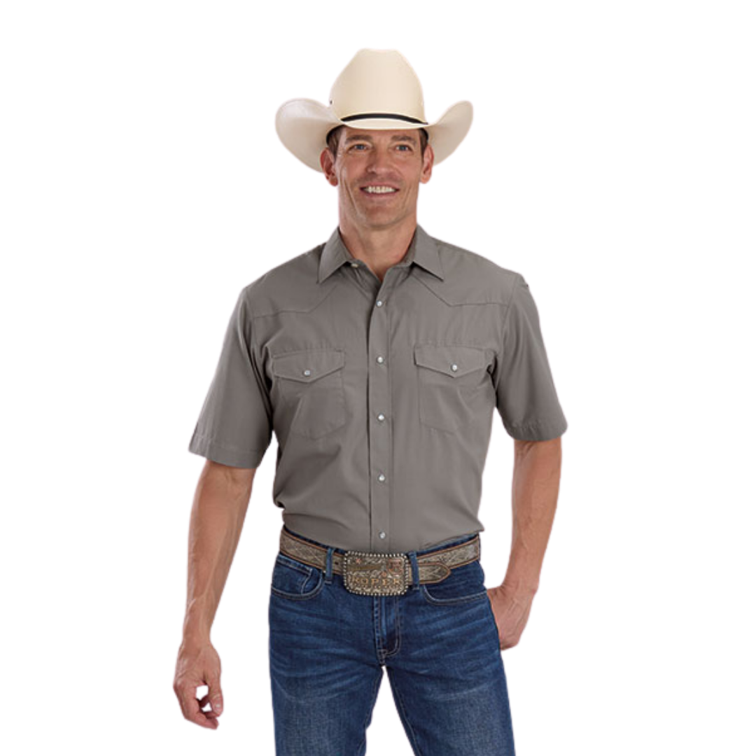 Roper Men's Solid Broadcloth Grey Shirt