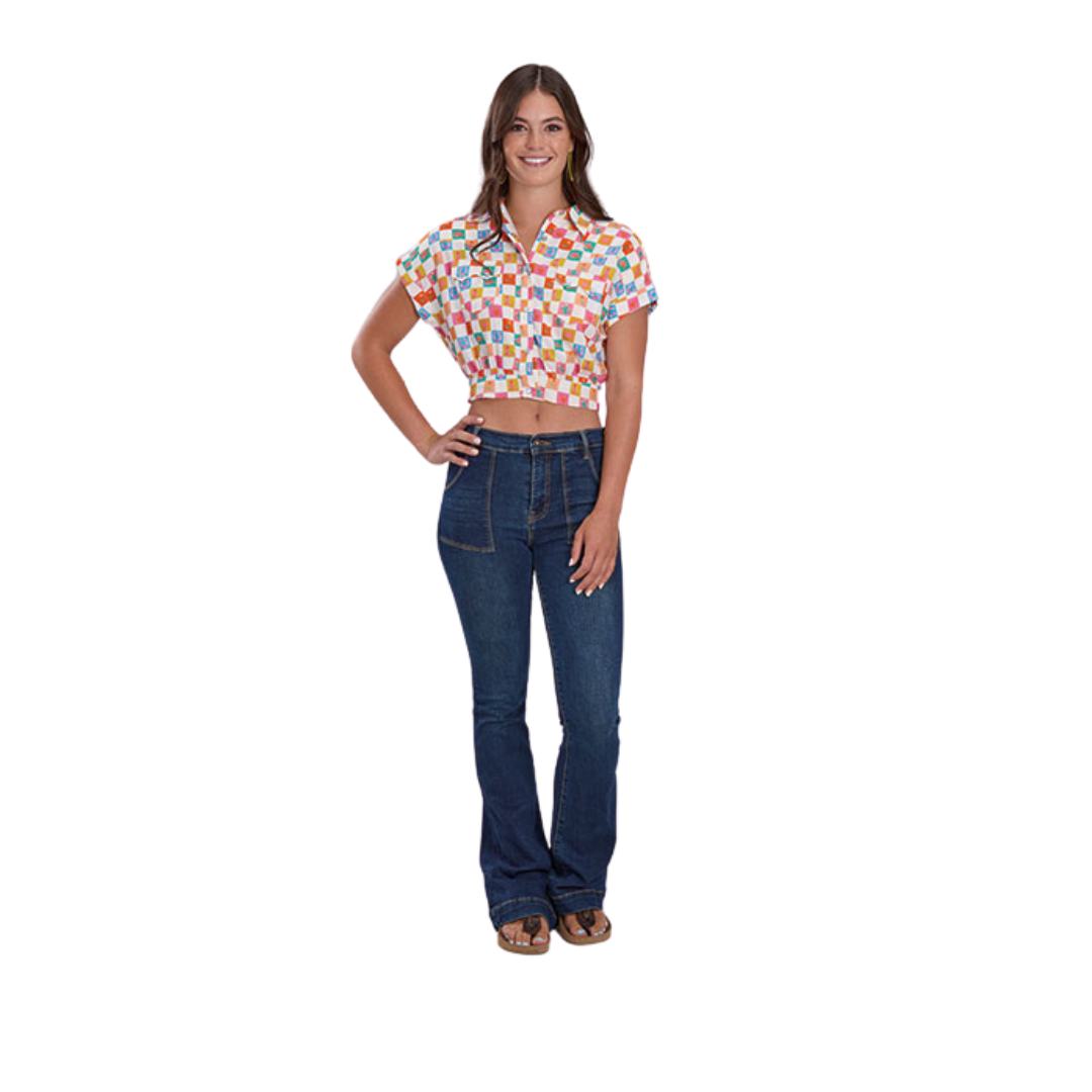Roper Women's Crop Length White Shirt