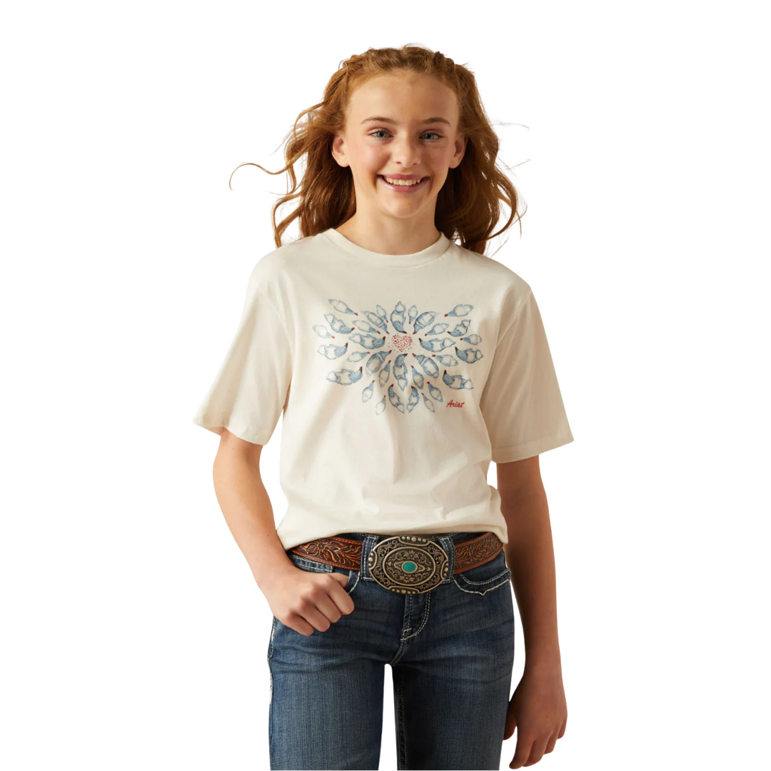 Ariat Youth Girl's Chicken Love White Tee Shirt