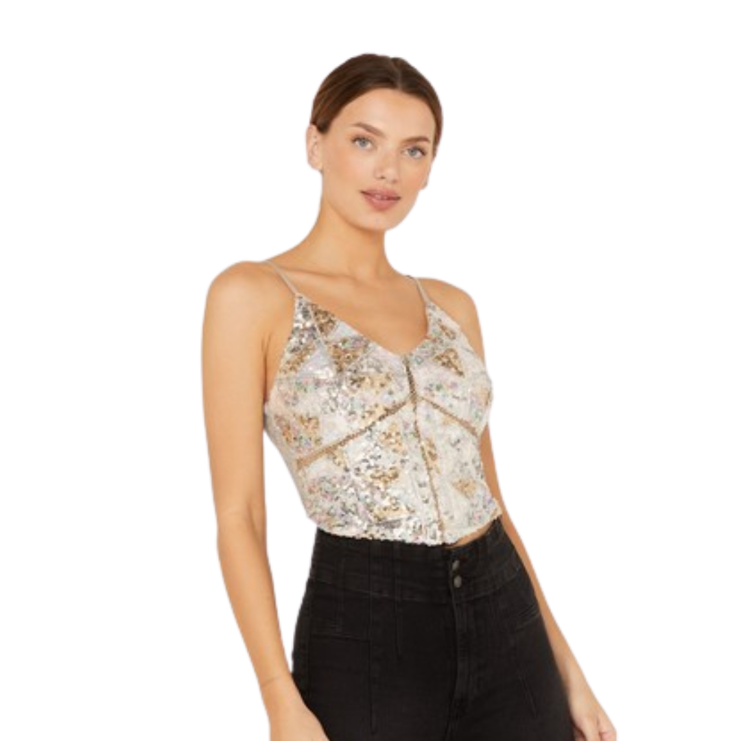 Miss Me Women's Sequin Multicolor Crop Top