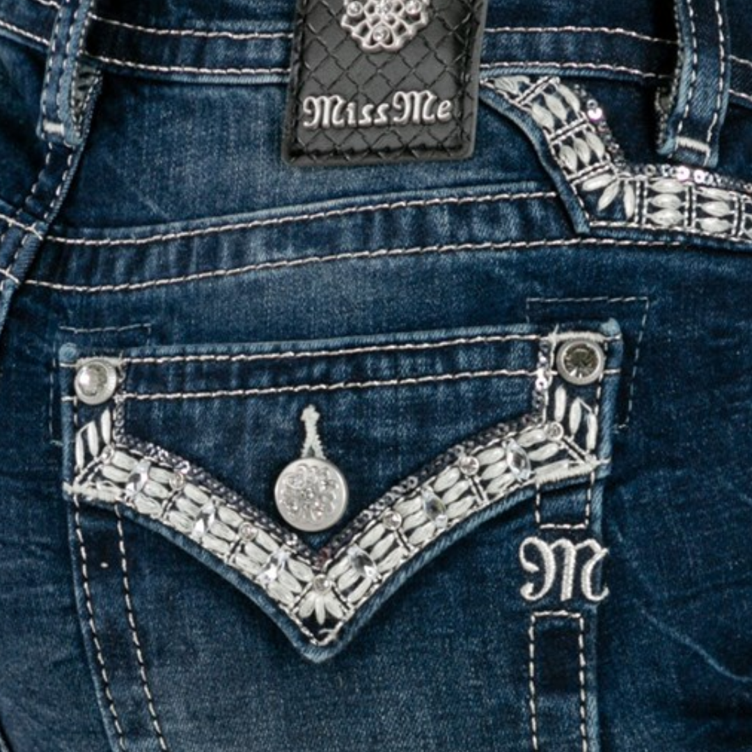 Miss Me Women's Mid Rise Boot Blue Jeans