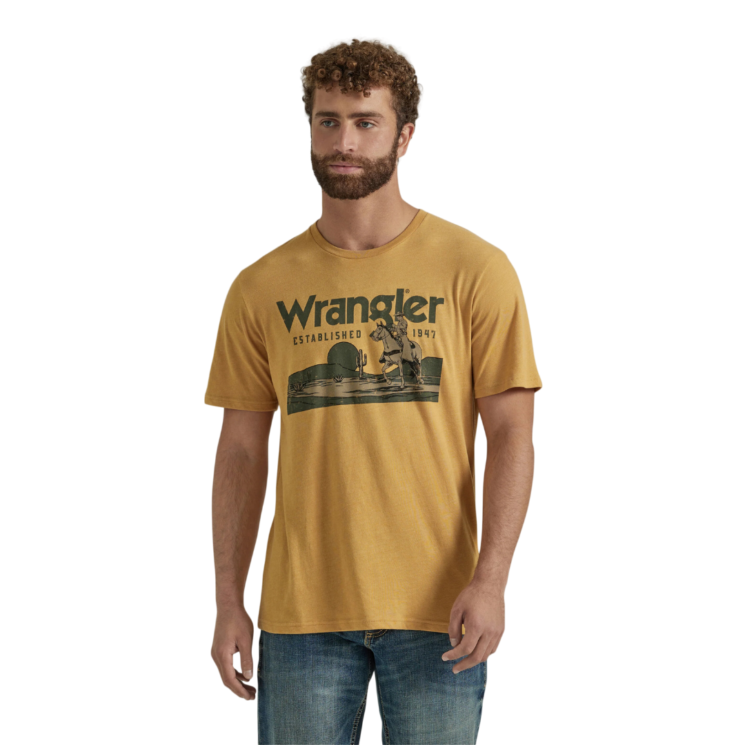 Wrangler Men's 1947 Logo Pale Gold Tee Shirt