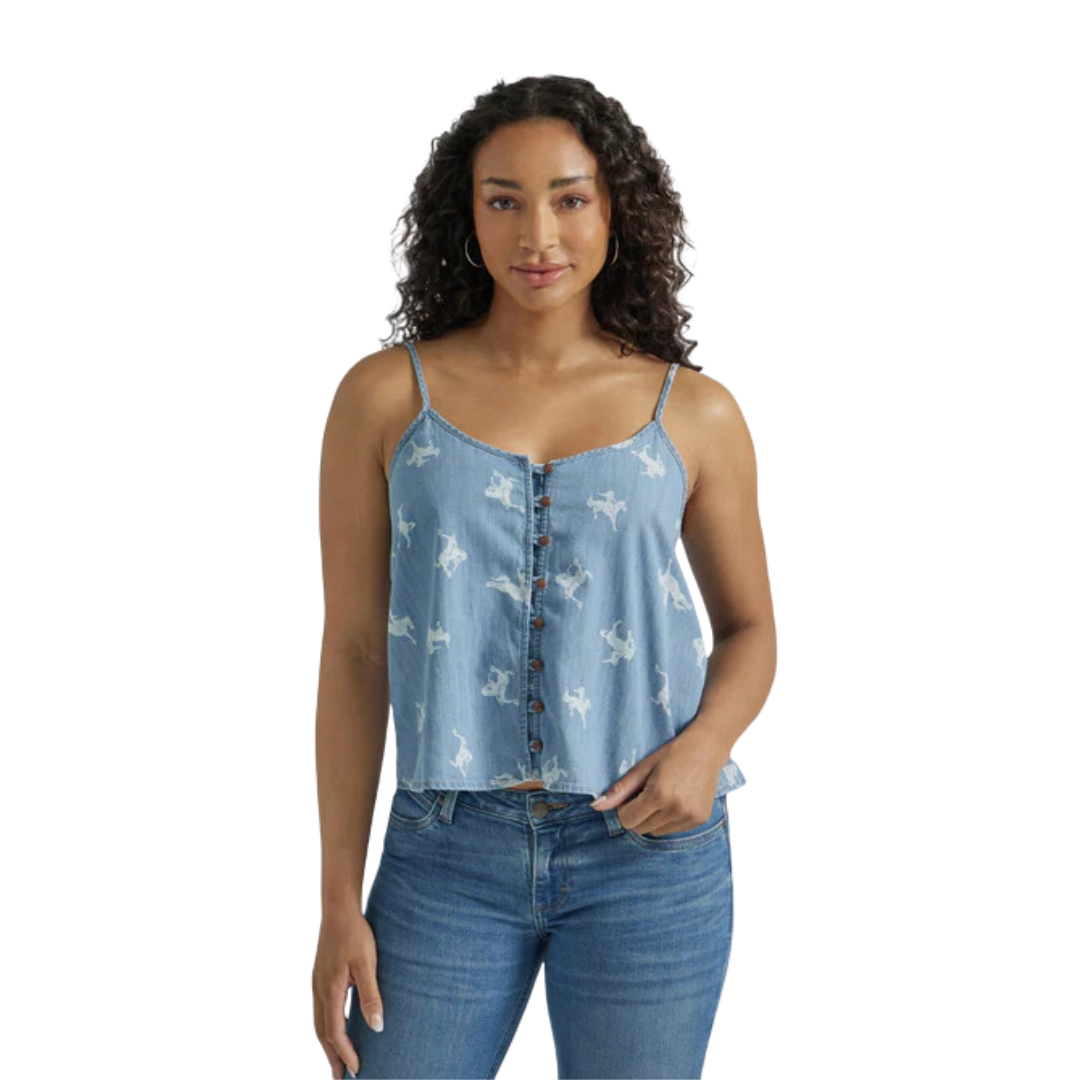 Wrangler Women's Retro Chambray Blue Top Shirt