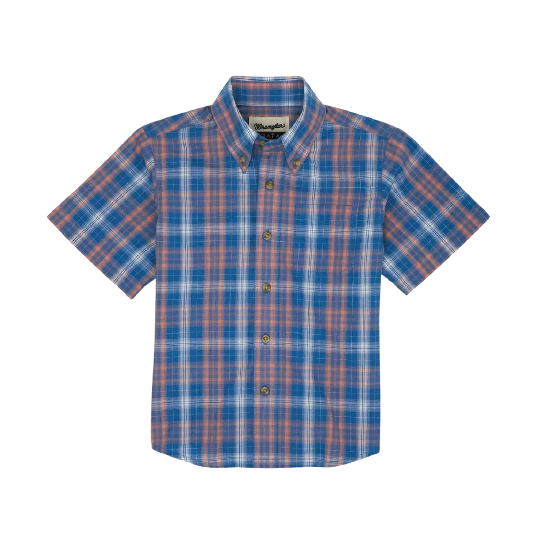 Wrangler Boy's Riata Plaid Blue Shirt