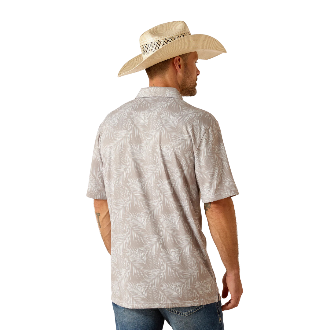 Ariat Men's Palm Printed Light Grey Polo Shirt