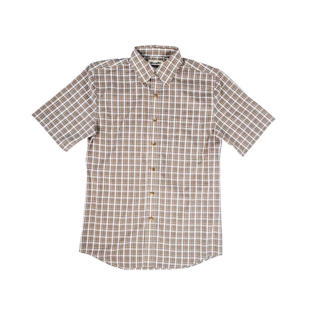 Wrangler Men's Riata Classic Fit Plaid Brown Shirt