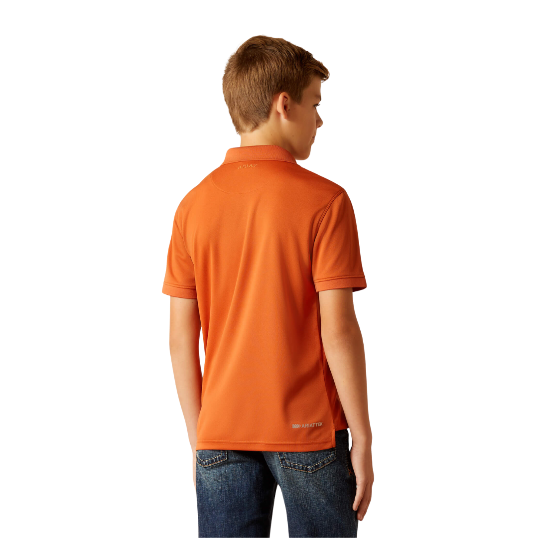 Ariat Youth Boy's Tek Foxes Polo Orange Shirt