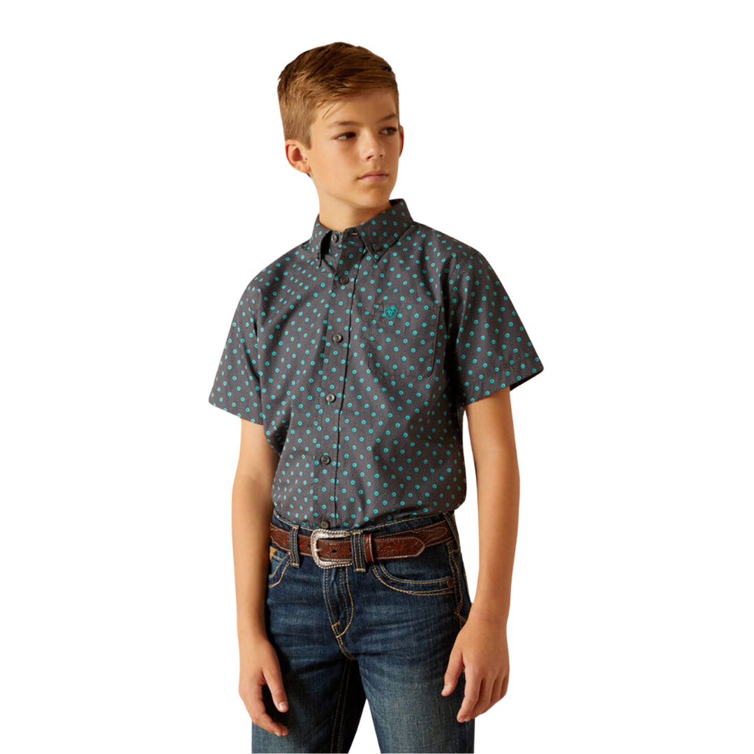 Ariat Youth Boy's Johnnie Classic Print Grey Shirt