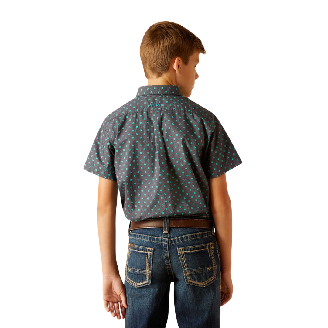 Ariat Youth Boy's Johnnie Classic Print Grey Shirt