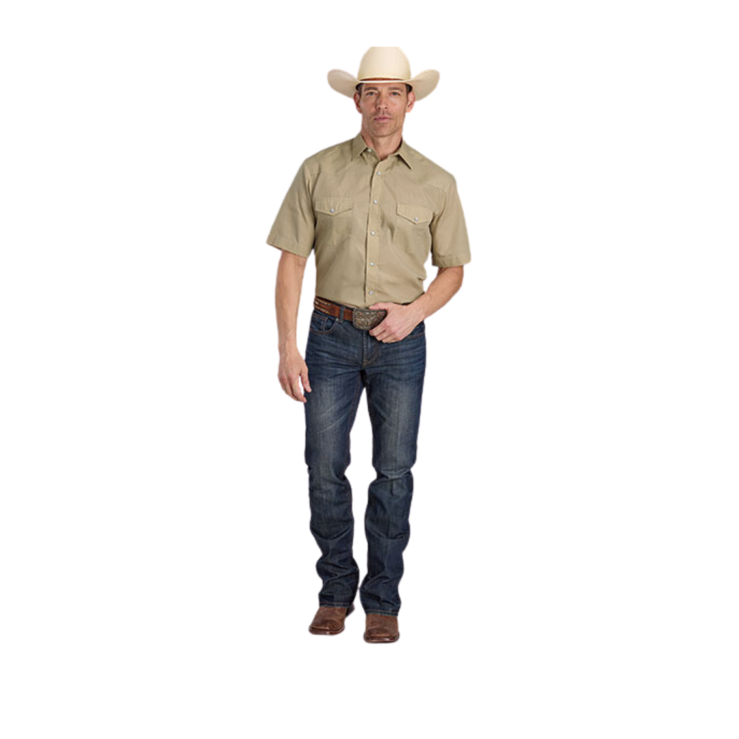 Roper Men's Solid Broadcloth Tan Shirt