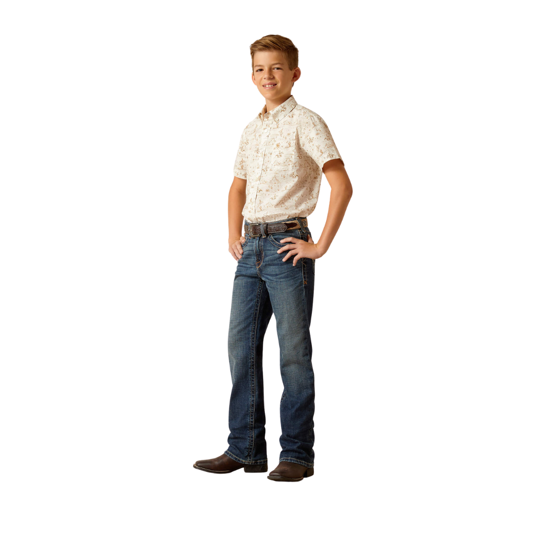 Ariat Youth Boy's Edison Classic Fit Tan Shirt
