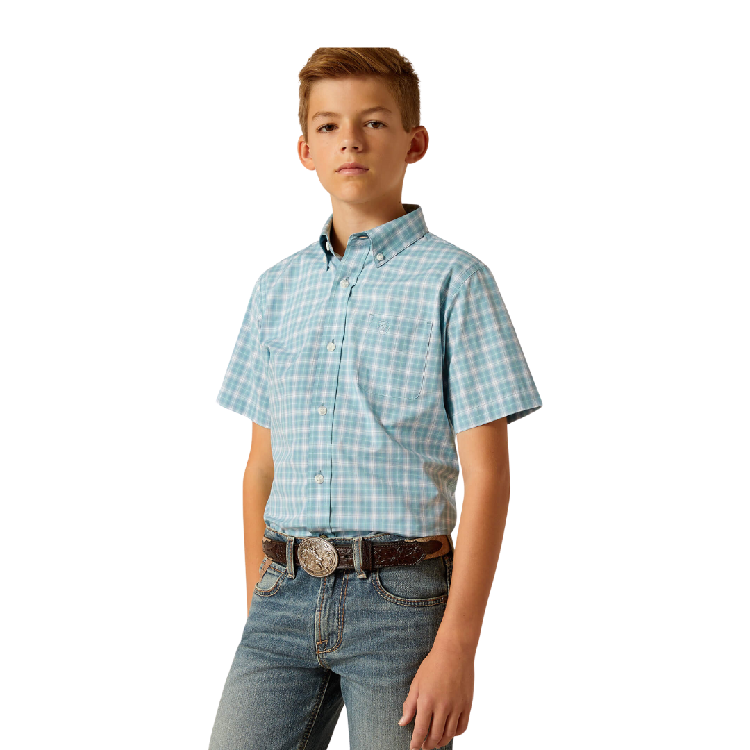 Ariat Youth Boy's Pro Series Erin Classic Fit Blue Shirt