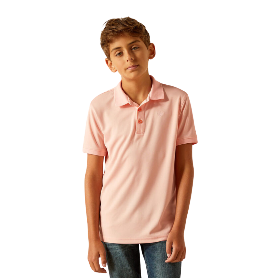 Ariat Youth Boy's Tek Polo Apricot Blush Shirt