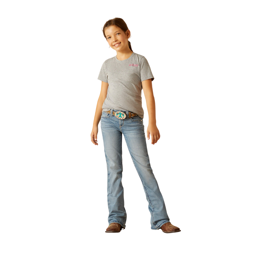 Ariat Youth Girl's Cactus Rose Heather Grey Tee Shirt