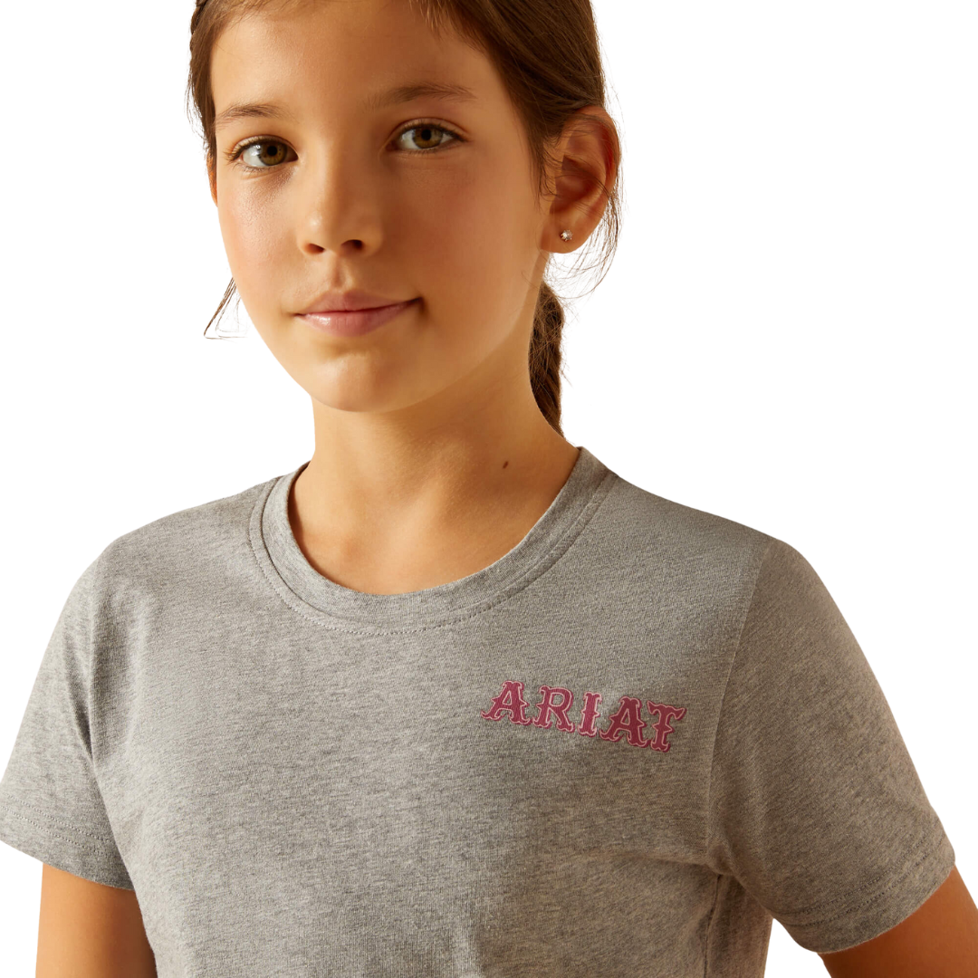 Ariat Youth Girl's Cactus Rose Heather Grey Tee Shirt