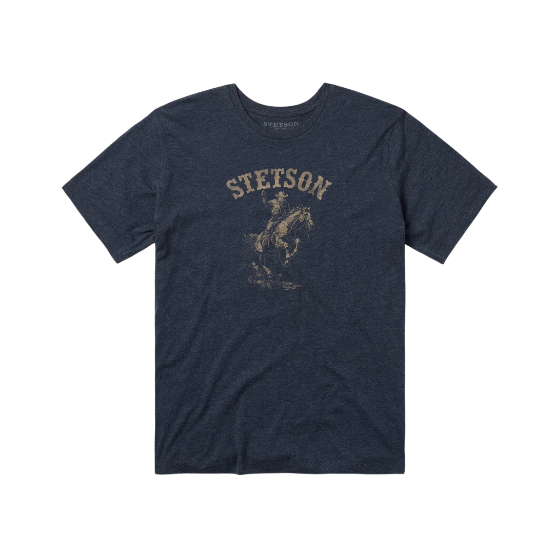 Stetson Apparel Men's Bronco Rider Graphic Blue Tee Shirt