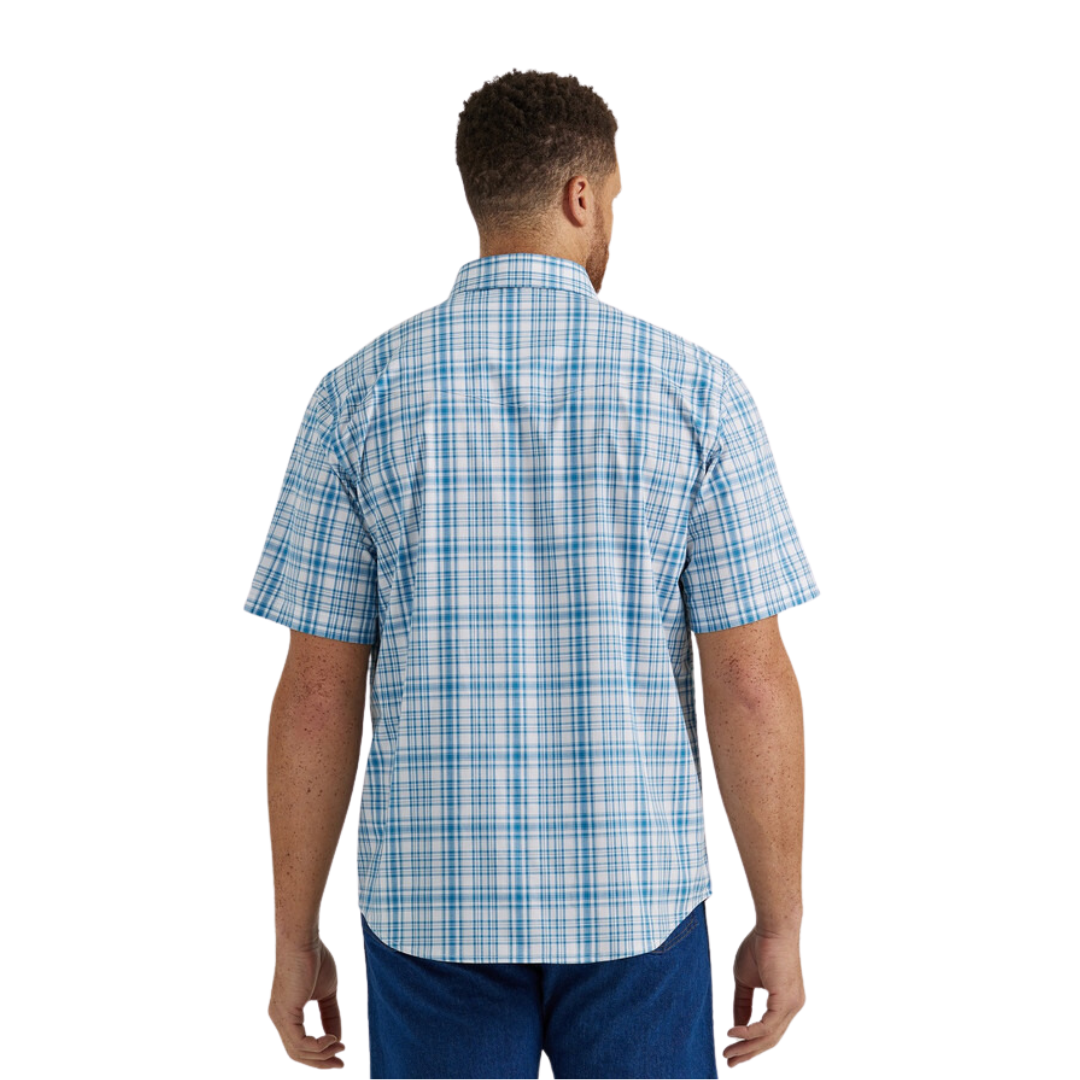 Wrangler Men's Wrinkle Plaid Blue Shirt