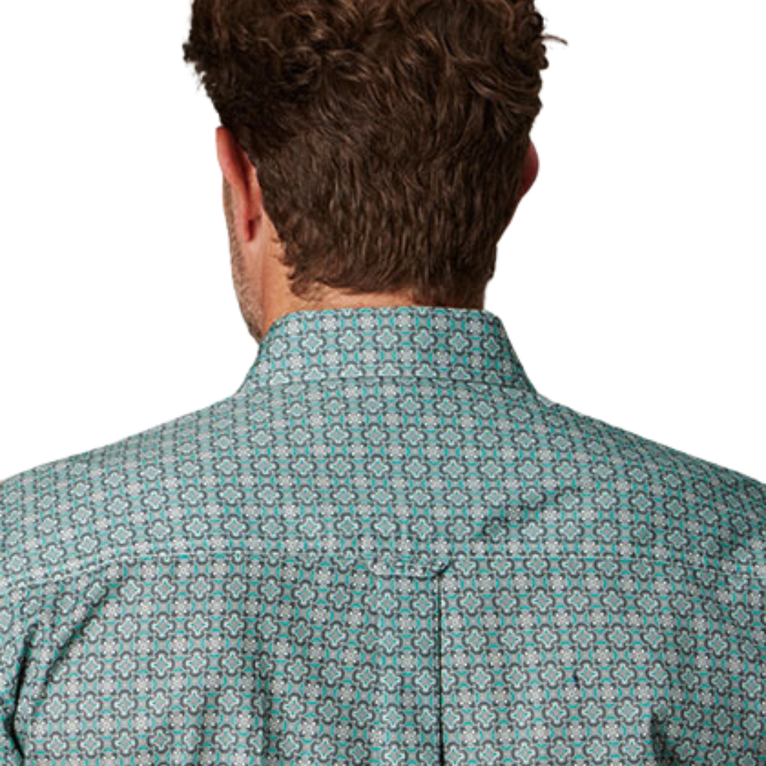 Roper Men's Silver Spring Foulard Print Grey Shirt