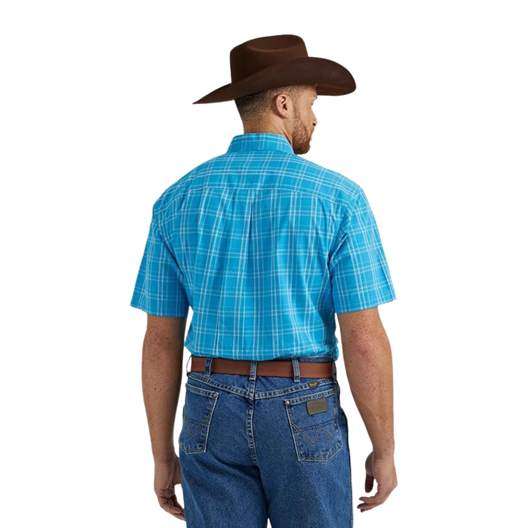 Wrangler Men's George Strait Plaid Blue Big Shirt
